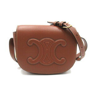 Celine Folco Cuir Triomphe Shoulder Bag Brown Leather